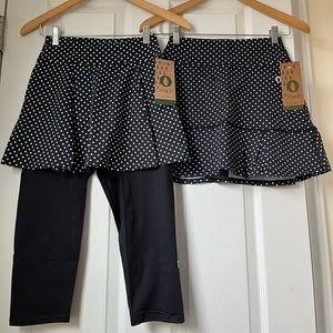 BNWT:Dona Jo Polka Dot 14" Skort + Matching Skirt w/Leggings Size 1
